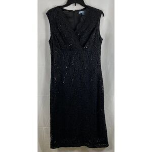 NEW NWT Sparkly Black Sz 10 Lacy Sequined Sleeveless Lined Midi Dress PROSECCO
